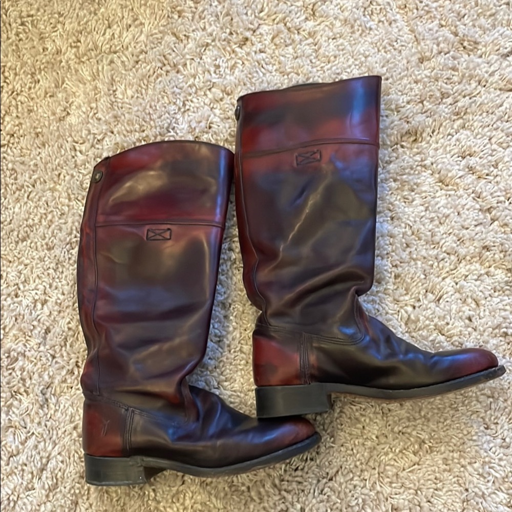 Frye Stylish Burgundy Leather Riding Boots